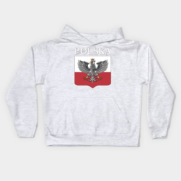 POLSKA - Polish Eagle and Shield Kids Hoodie by DreamStatic